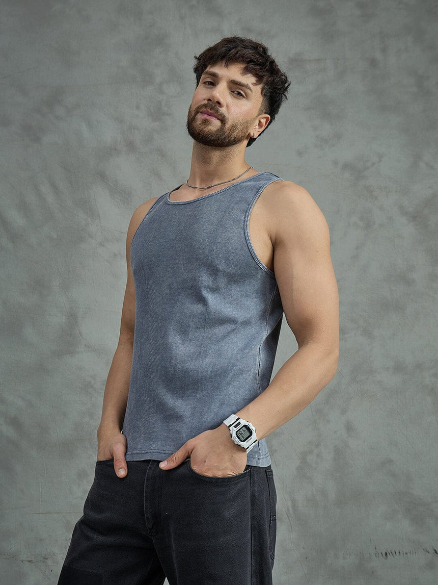 Cement Dyed Ribbed Vest T-shirts Fugazee