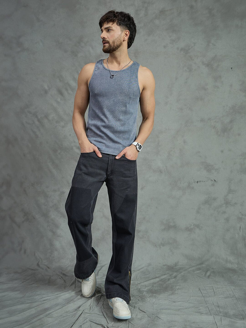 Cement Dyed Ribbed Vest T-shirts Fugazee