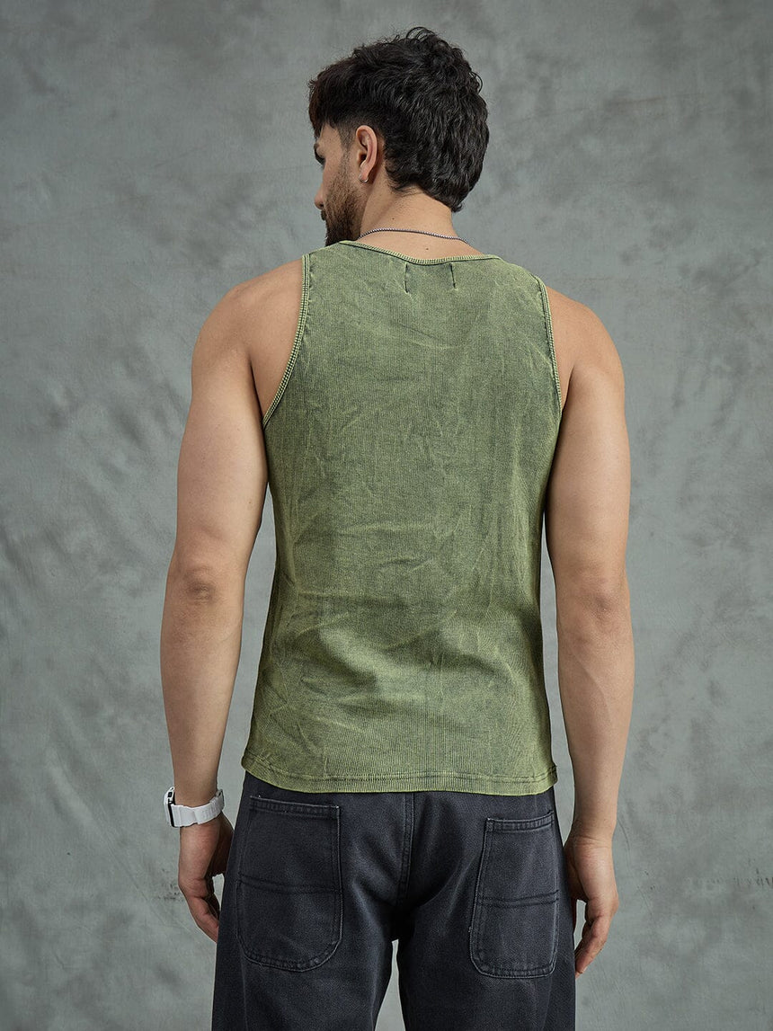 Green Acid Ribbed Vest T-shirts Fugazee