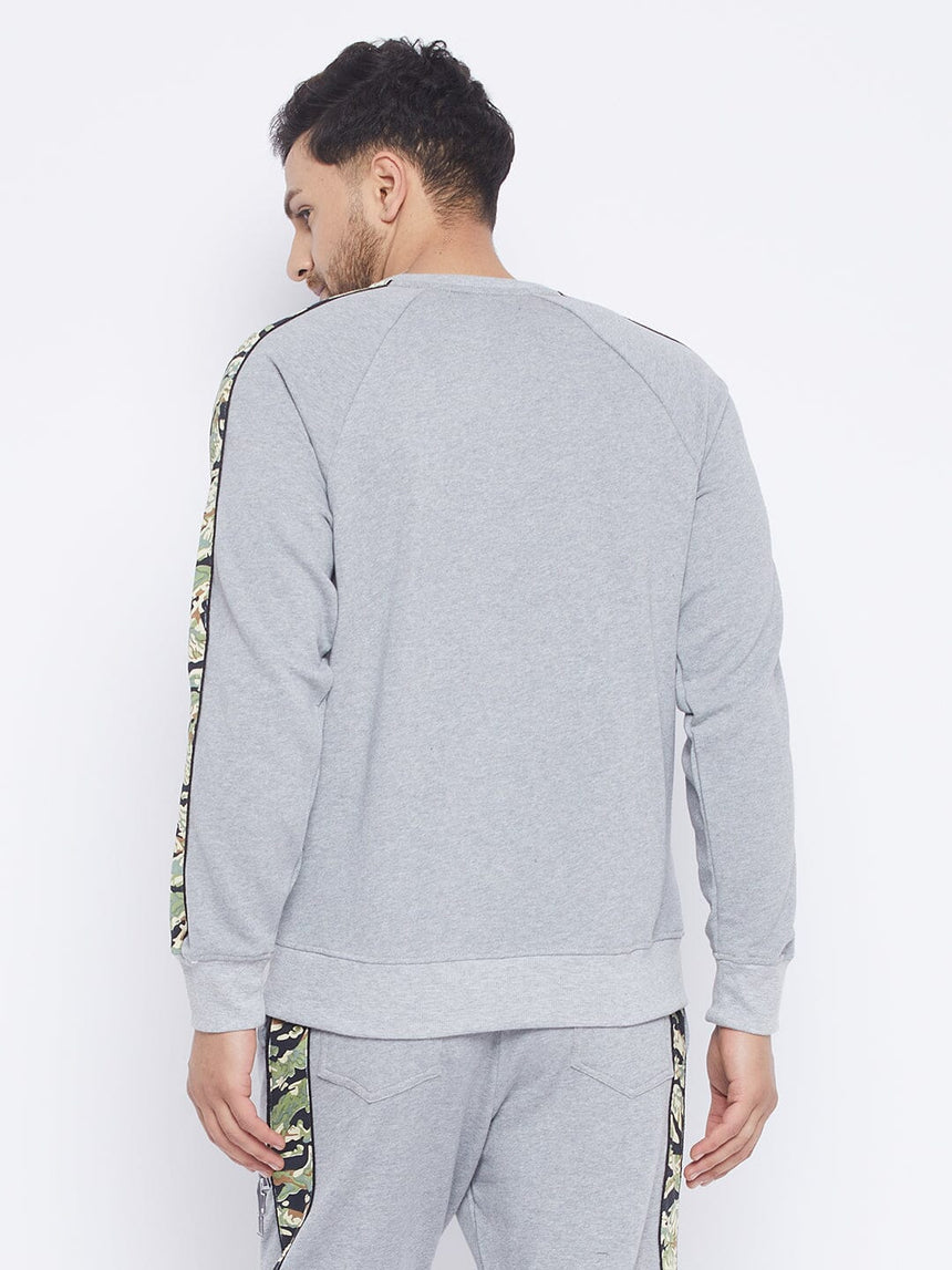 Grey Oversized Camo Taped Sweatshirt Sweatshirts Fugazee
