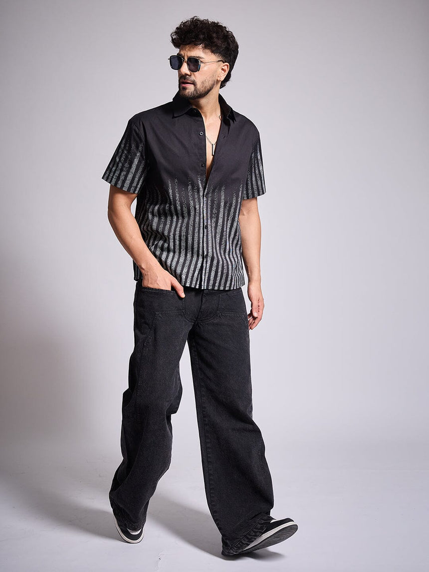 Black Faded Striped Shirt Shirts Fugazee