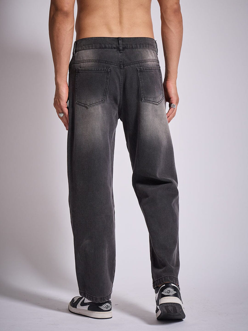 Grey Tint Cherry Blossom Straight Fit Denim Jeans Fugazee