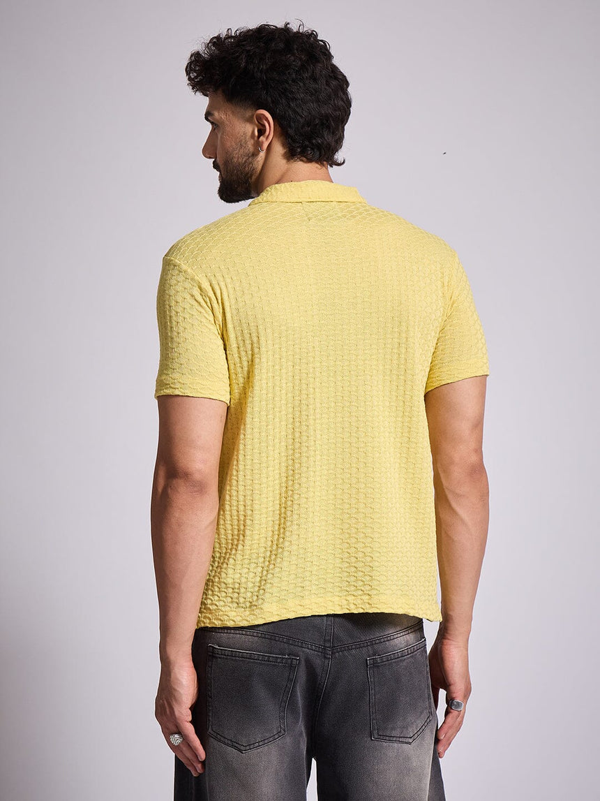 Lemon Textured Knitted Polo Tshirt T-Shirts Fugazee