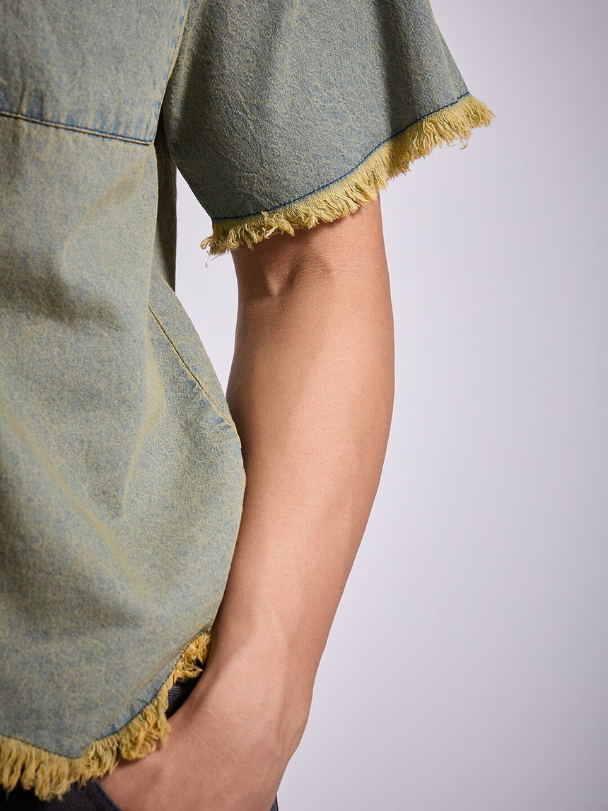 Indigo Tinted Raw Edge Shirt Shirts Fugazee