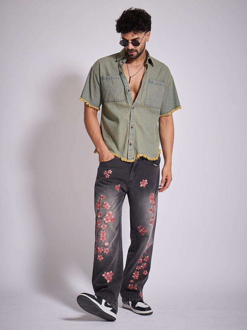 Indigo Tinted Raw Edge Shirt Shirts Fugazee