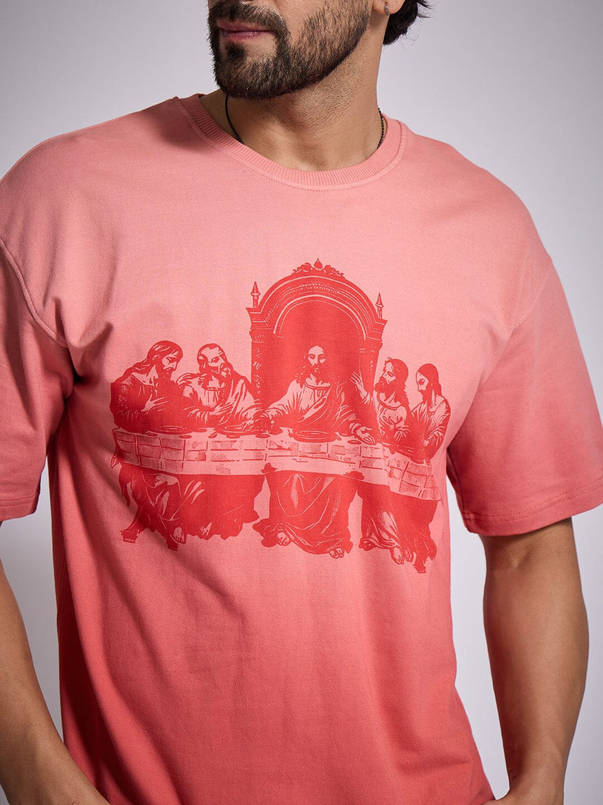 Faded Coral Last Supper Graphic Tshirt T-Shirts Fugazee