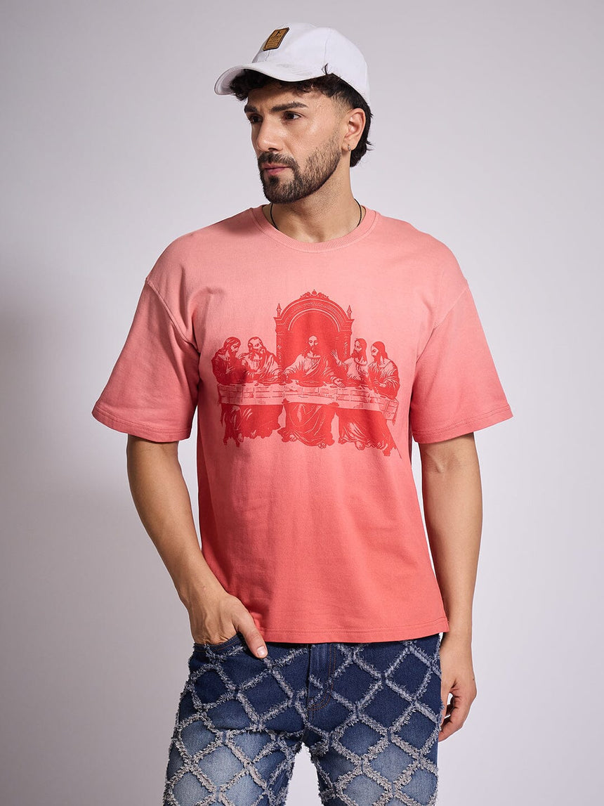 Faded Coral Last Supper Graphic Tshirt T-Shirts Fugazee