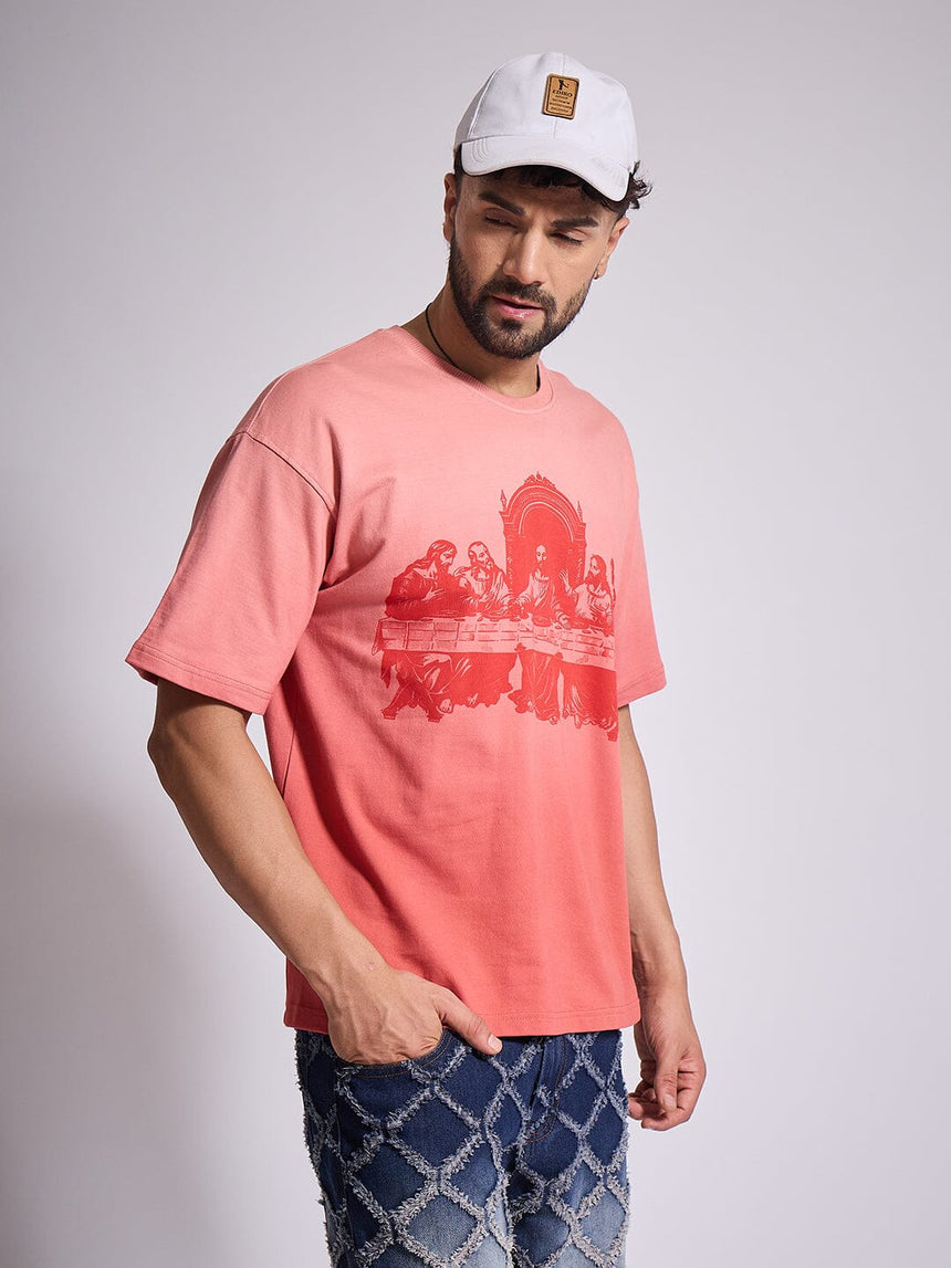 Faded Coral Last Supper Graphic Tshirt T-Shirts Fugazee
