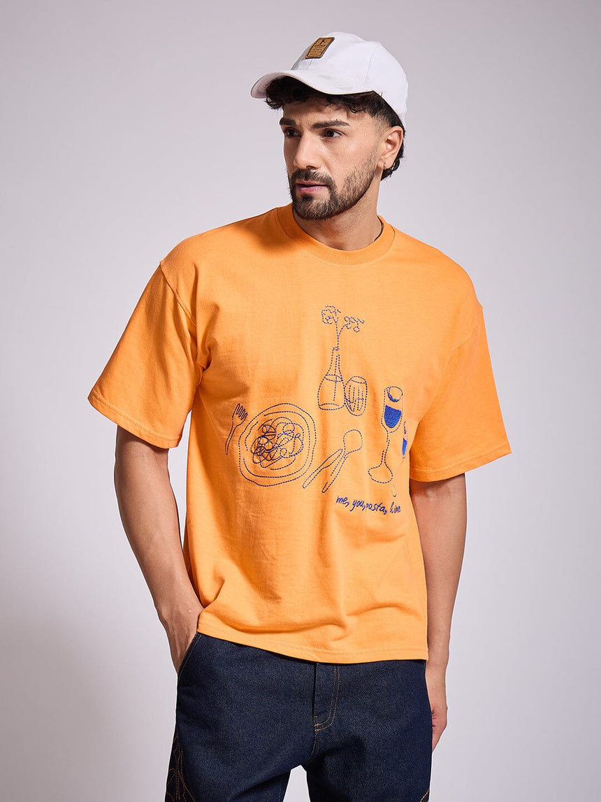 Orange Oversized Embroidery Tshirt T-Shirts Fugazee
