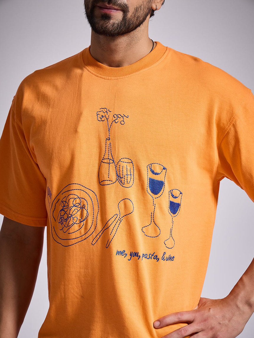 Orange Oversized Embroidery Tshirt T-Shirts Fugazee
