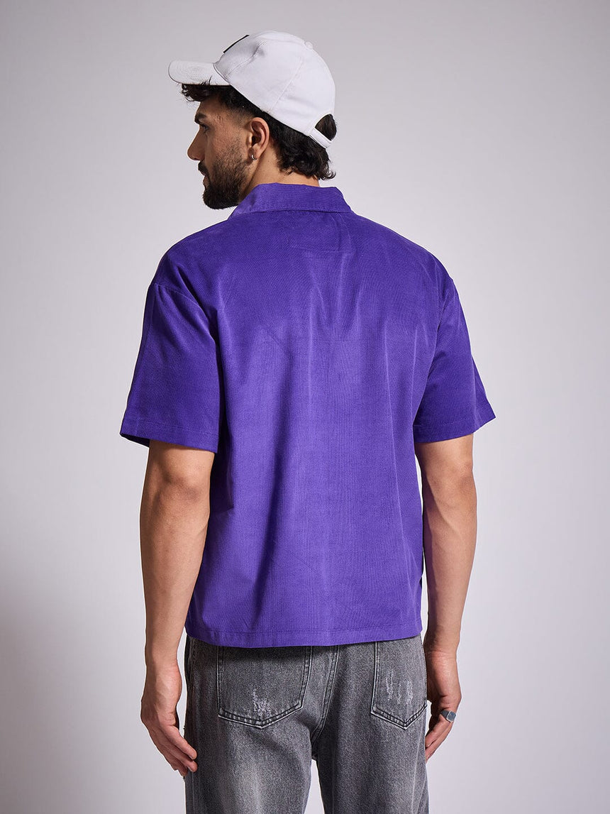 Purple Cupid Graphic Zipped Shirt Shirts Fugazee