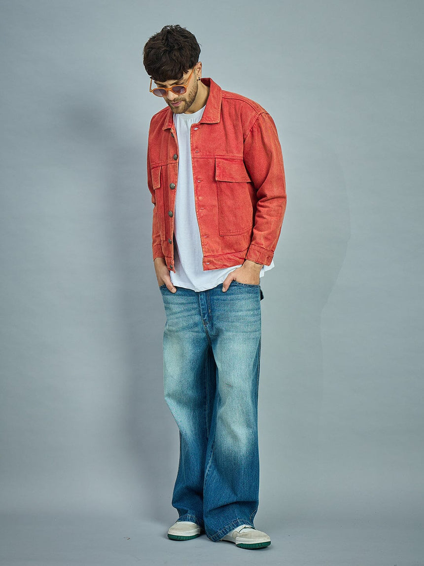 Rust Dye Cropped Denim Jacket Jackets Fugazee