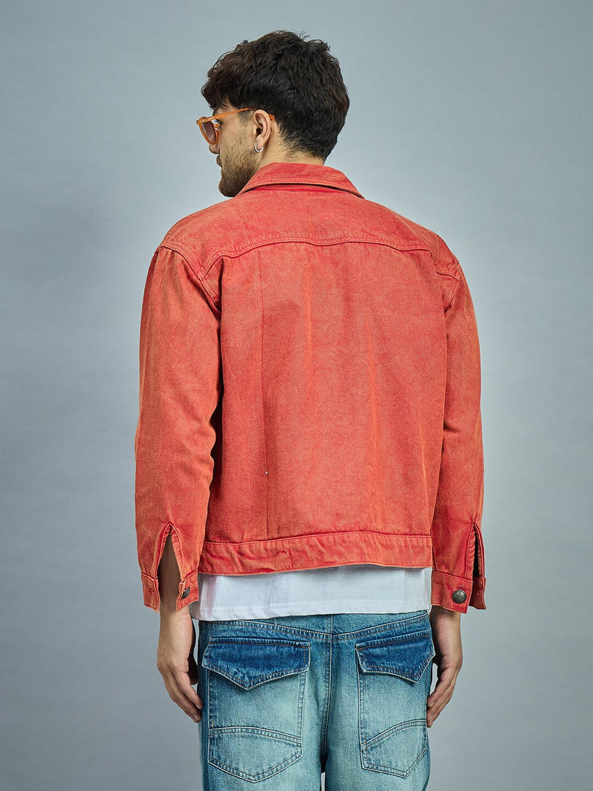 Rust Dye Cropped Denim Jacket Jackets Fugazee