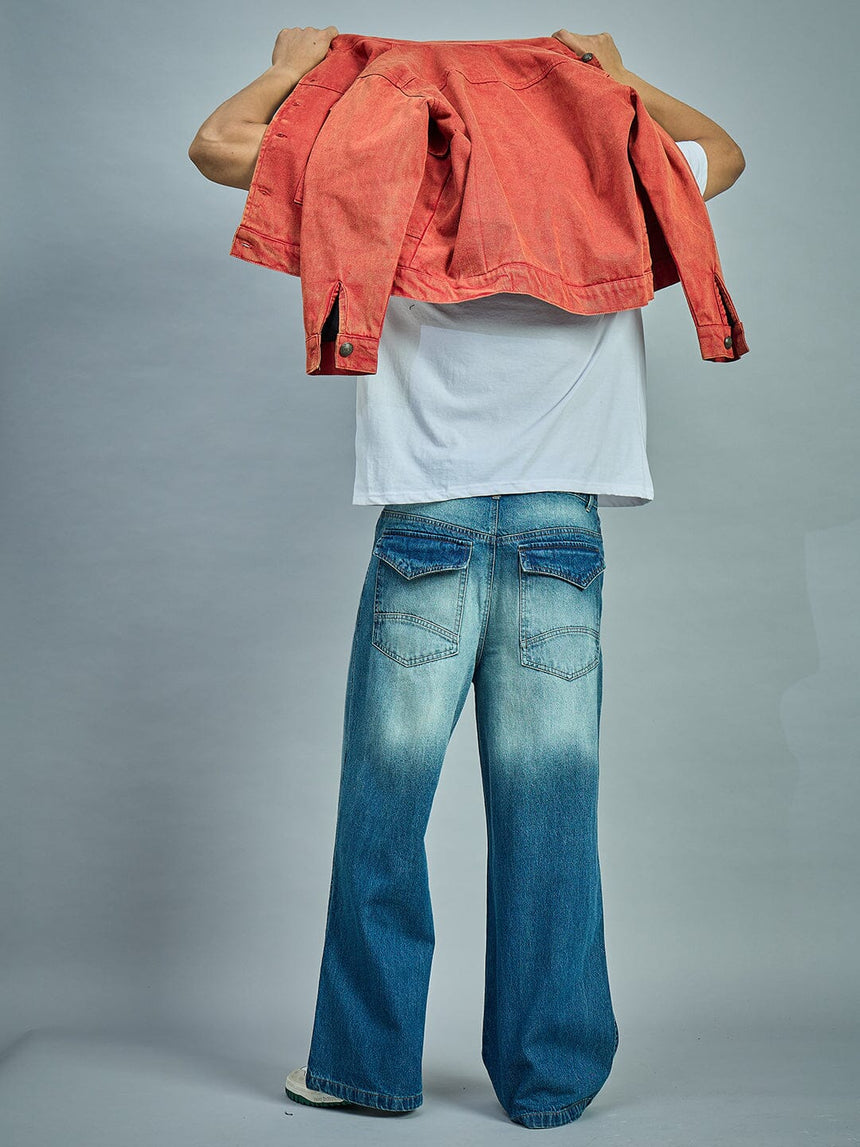 Rust Dye Cropped Denim Jacket Jackets Fugazee