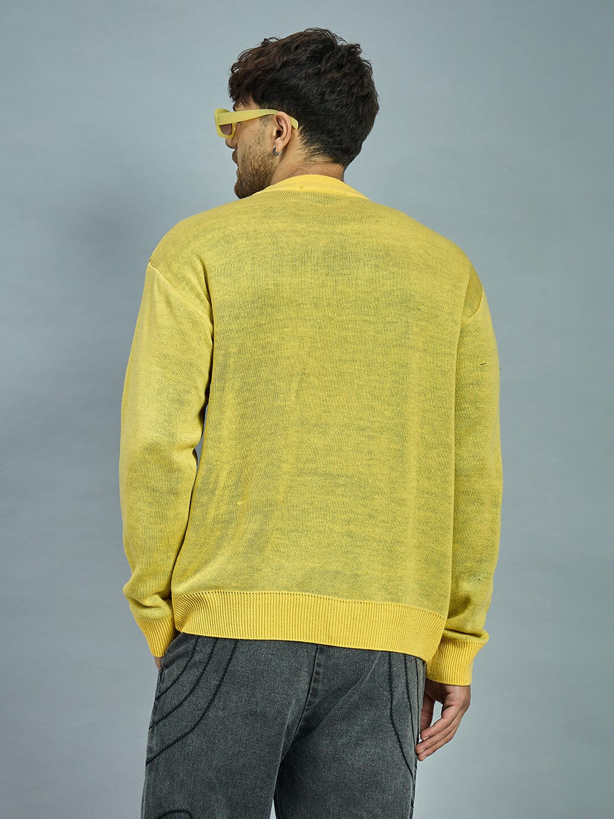 Yellow Girl Face Oversized Sweater Sweaters Fugazee