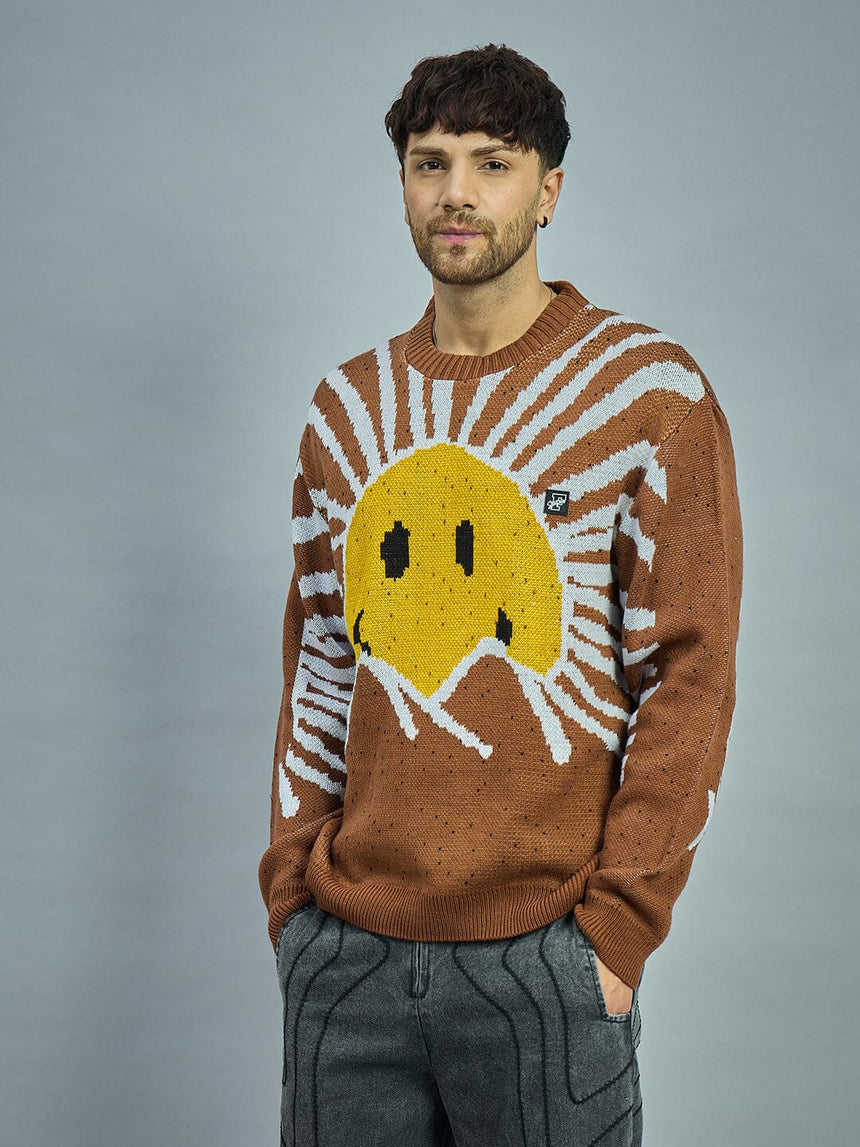 Brown Sunrise Oversized Sweater Sweaters Fugazee