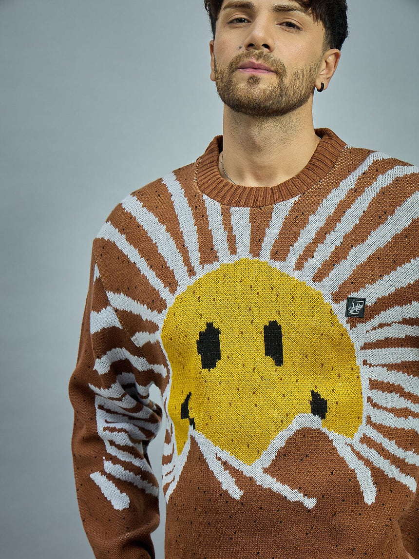 Brown Sunrise Oversized Sweater Sweaters Fugazee