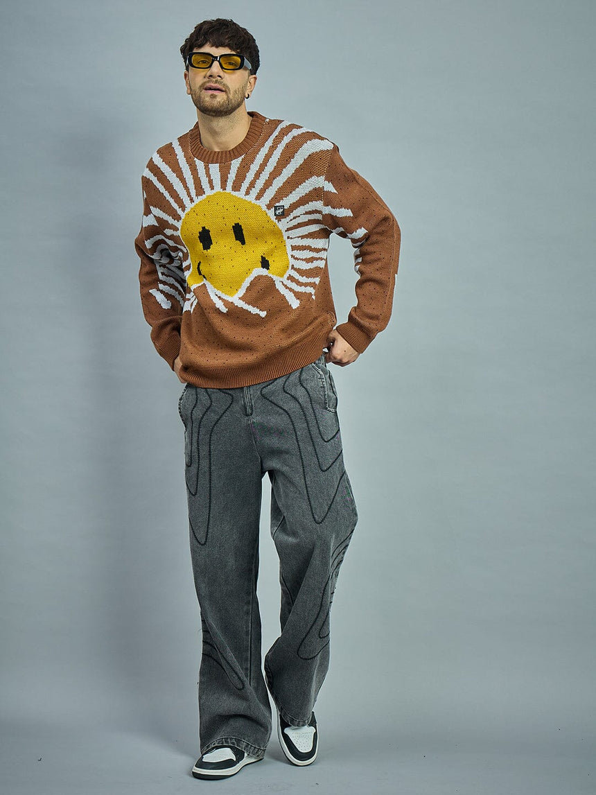 Brown Sunrise Oversized Sweater Sweaters Fugazee