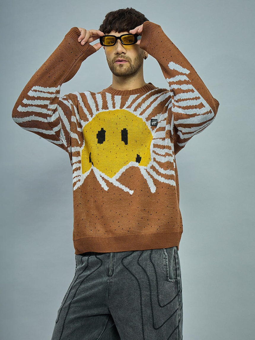 Brown Sunrise Oversized Sweater Sweaters Fugazee