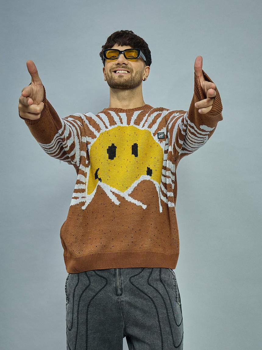 Brown Sunrise Oversized Sweater Sweaters Fugazee