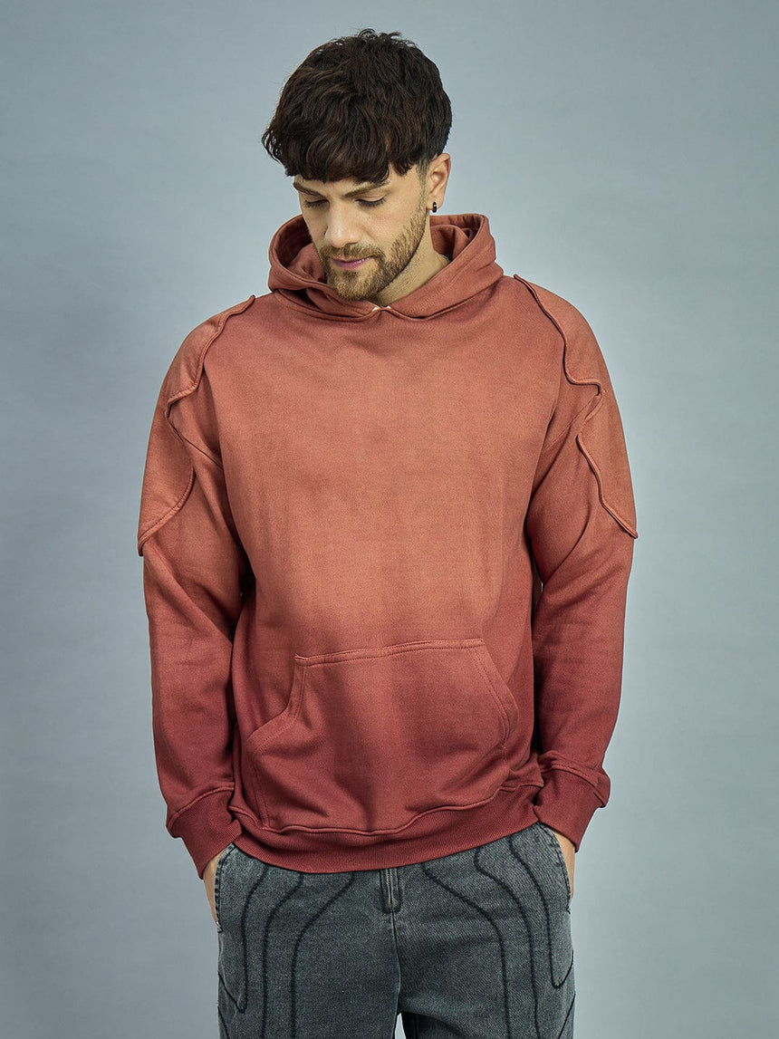 Brown Ombre Shoulder Patch Oversized Hoodie Sweatshirts Fugazee
