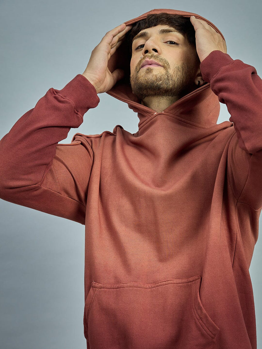 Brown Ombre Shoulder Patch Oversized Hoodie Sweatshirts Fugazee