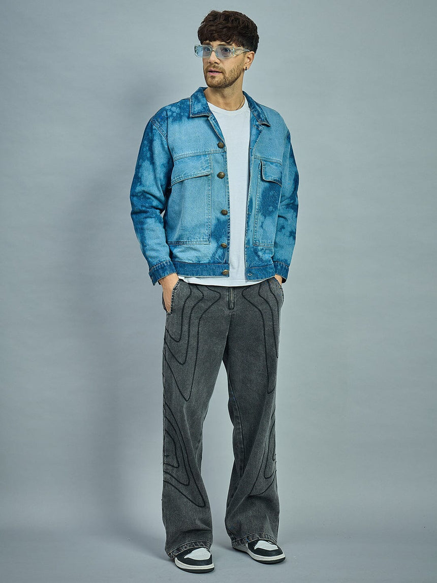 Bleach Washed Cropped Denim Jacket Jackets Fugazee