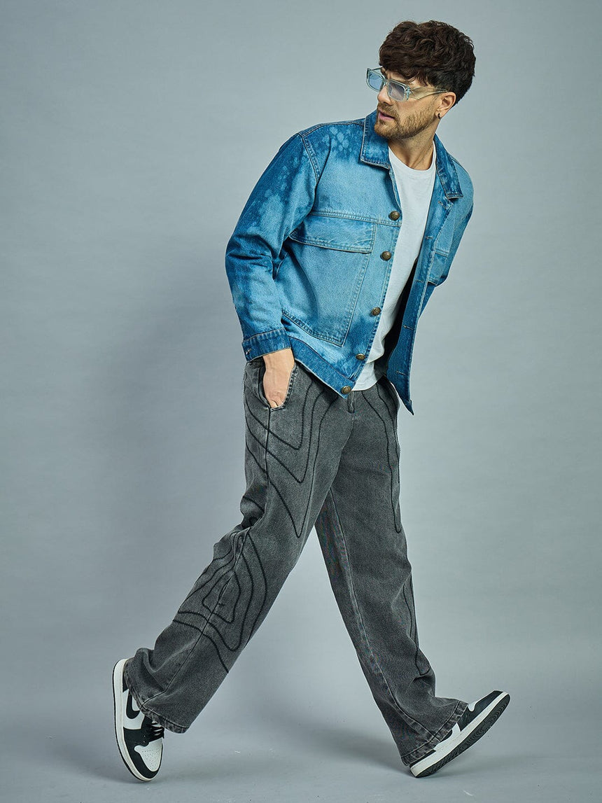 Bleach Washed Cropped Denim Jacket Jackets Fugazee