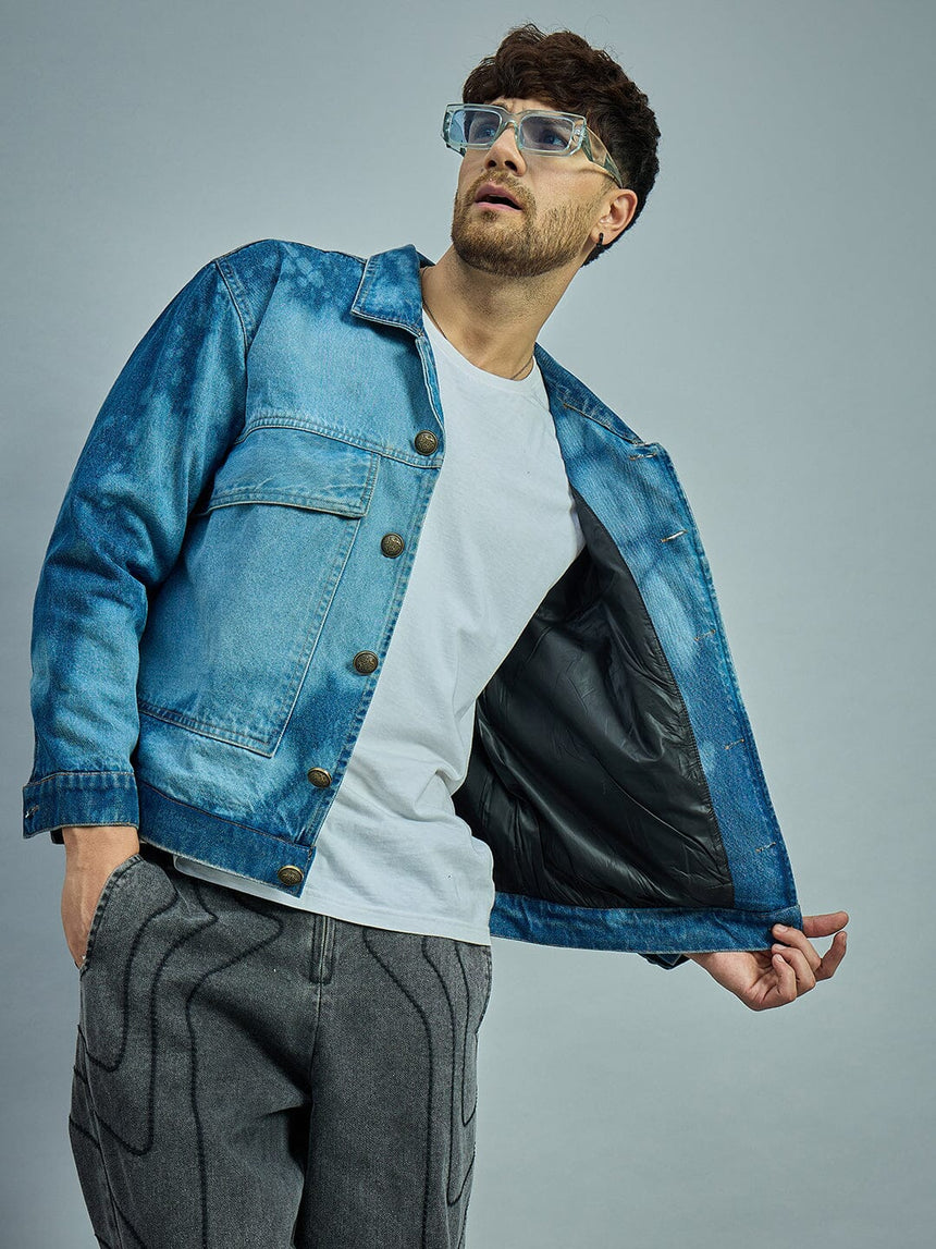 Bleach Washed Cropped Denim Jacket Jackets Fugazee