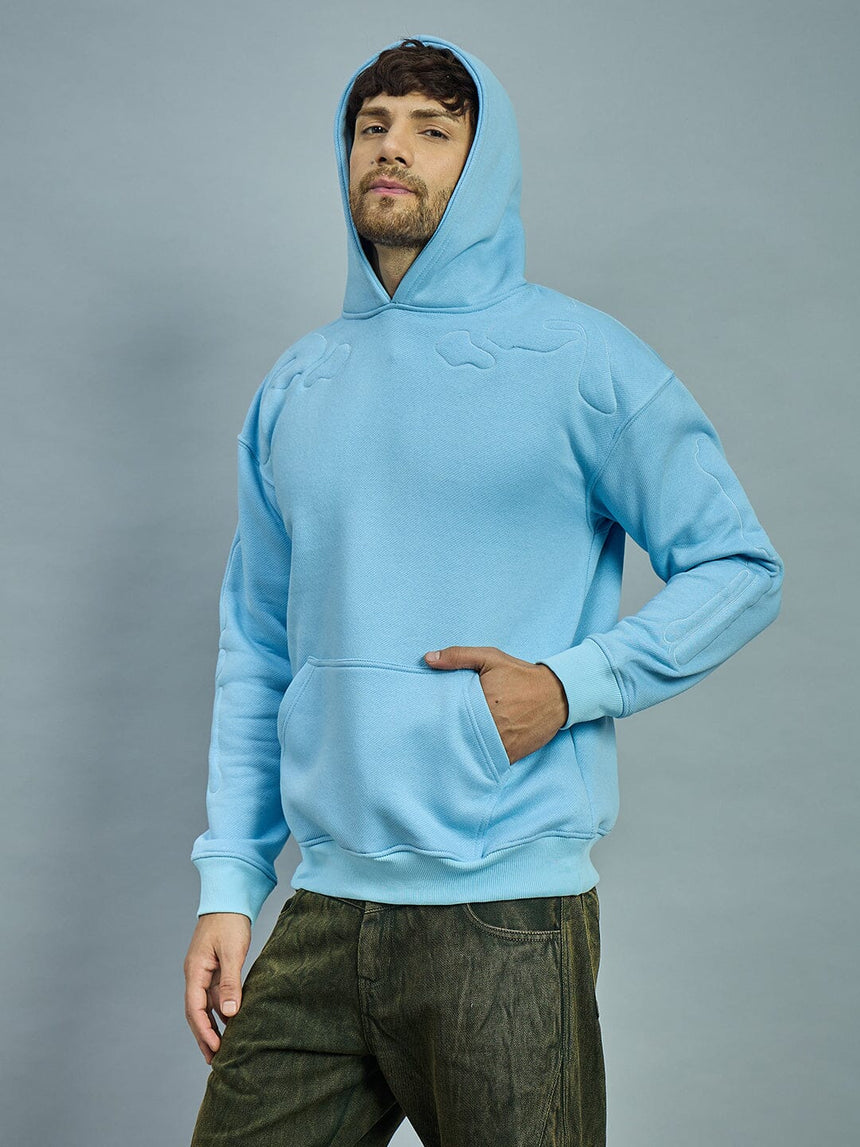 Sky Exoskeleton Quilted Oversized Hooded Sweatshirt Sweatshirts Fugazee