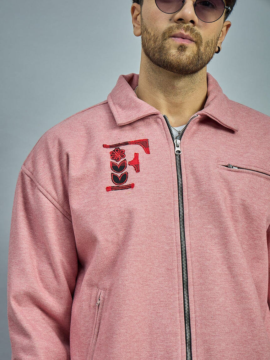 Dusty Pink Melange Harrington Jacket Jackets Fugazee