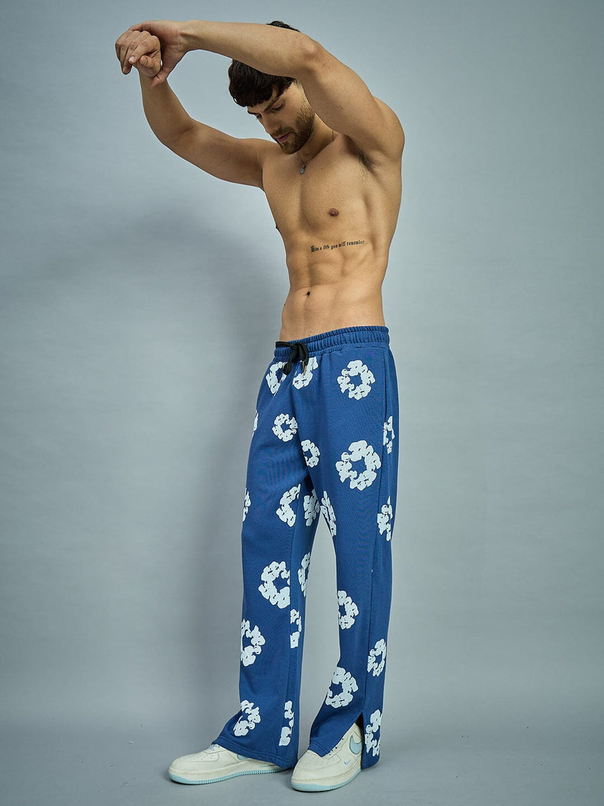 Navy Floral Boot Cut Trackpants Trackpants Fugazee