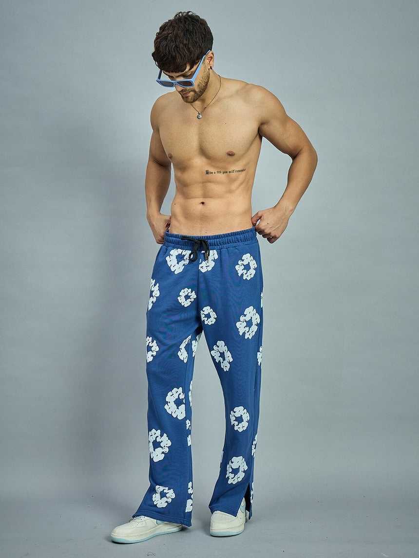 Navy Floral Boot Cut Trackpants Trackpants Fugazee