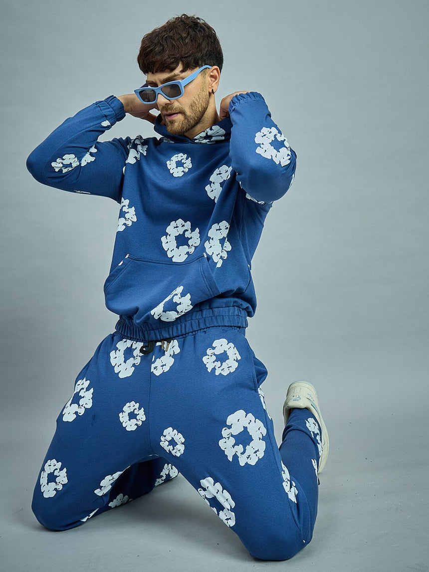 Navy Floral Boot Cut Trackpants Trackpants Fugazee