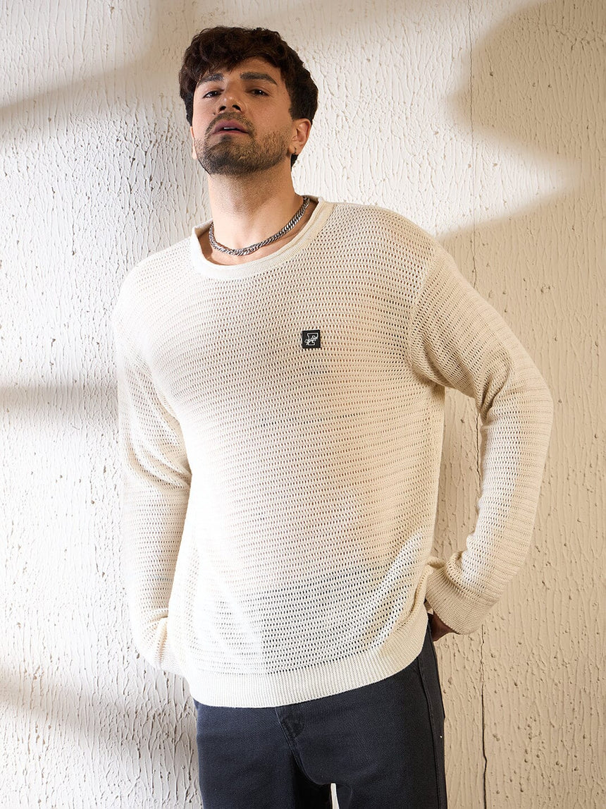 Sand Sheer Longsleeves Knitted Tshirt T-Shirts Fugazee