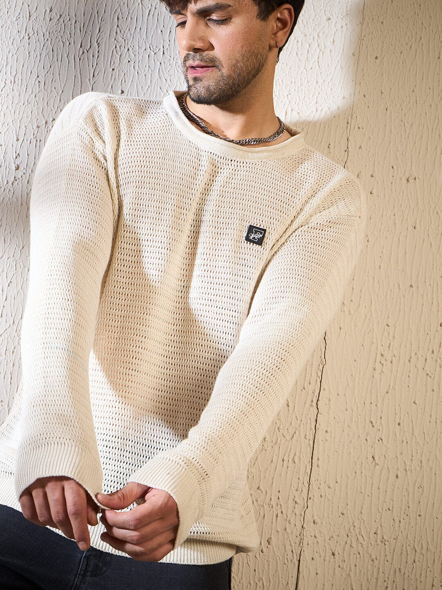 Sand Sheer Longsleeves Knitted Tshirt T-shirts Fugazee