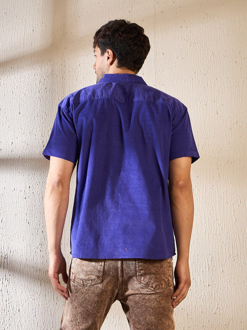 Royal Blue Corduroy Cuban Shirt Shirts Fugazee