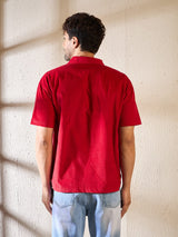 Red Corduroy Zipped Piping Shirt Shirts Fugazee 