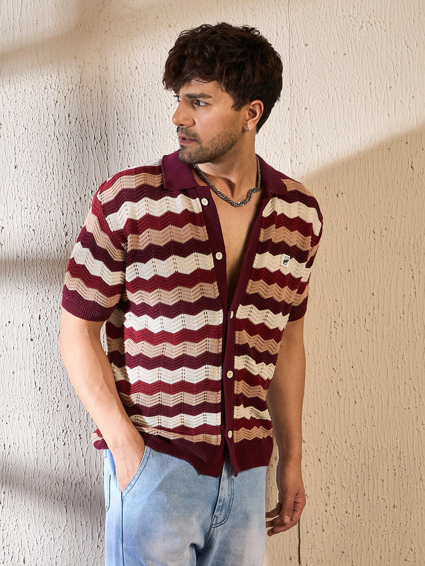 Shades Of Burgundy Crochet Shirt Shirts Fugazee