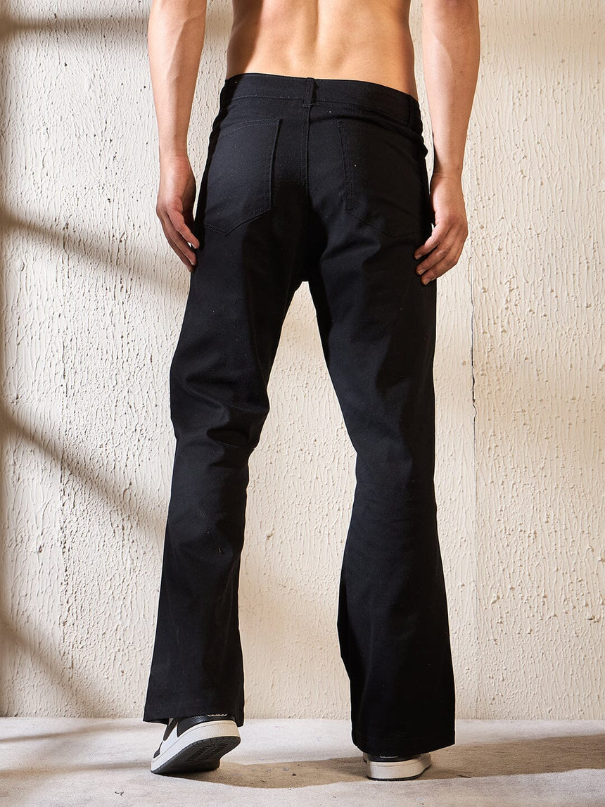 Black Wide Leg Faux Leather Trousers Trousers Fugazee