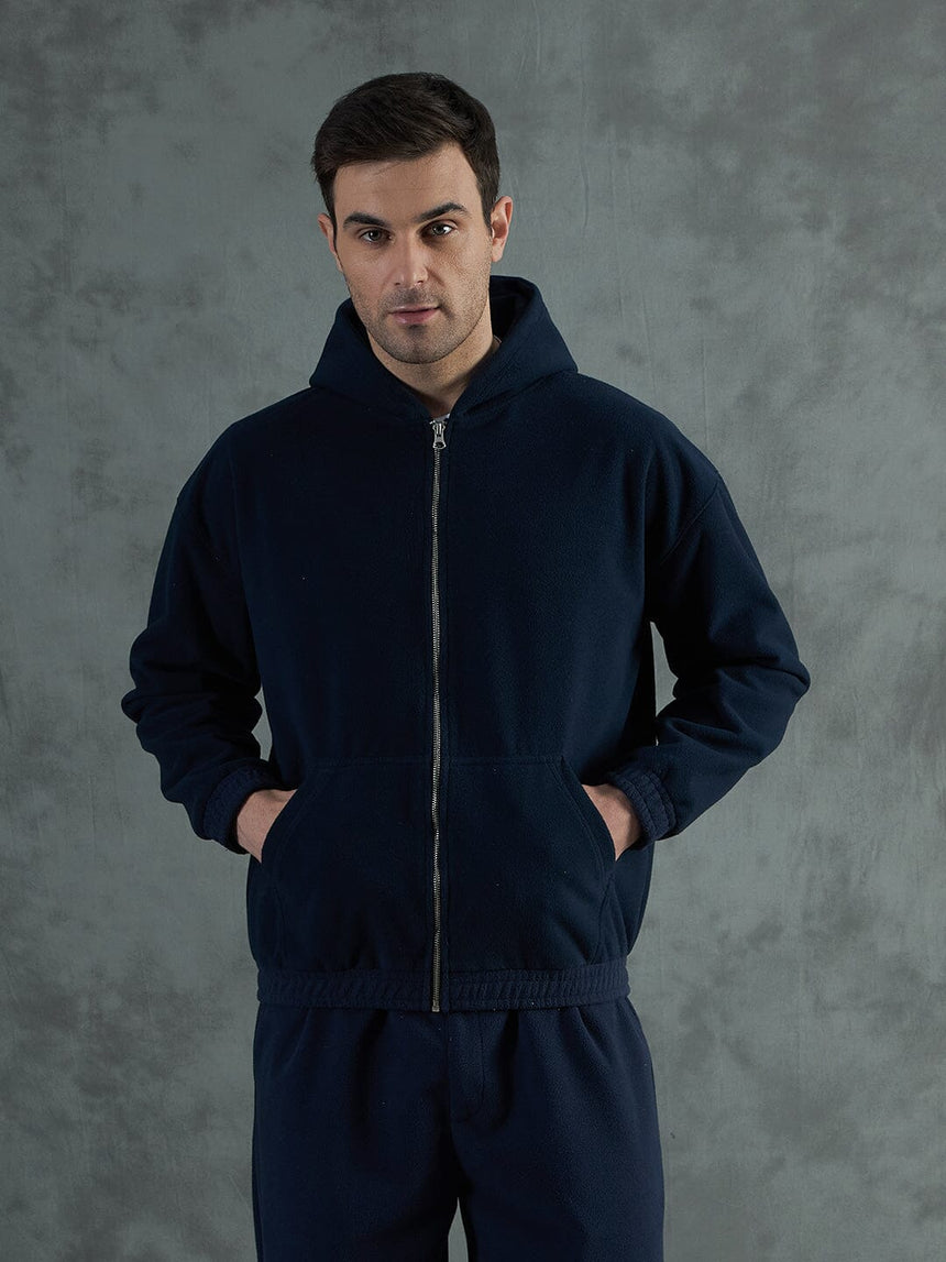 Navy Minimalist Polar Hoodie Sweatshirts Fugazee