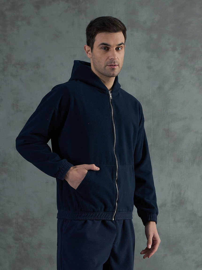 Navy Minimalist Polar Hoodie Sweatshirts Fugazee