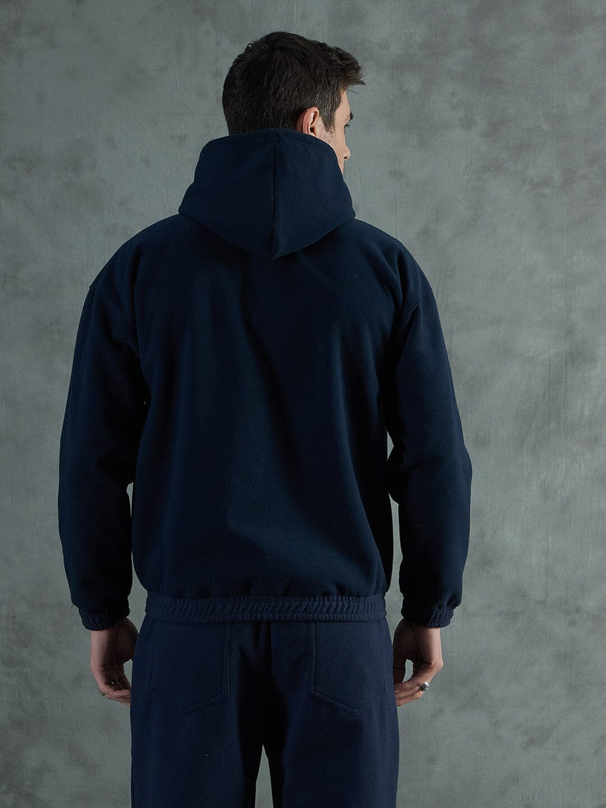 Navy Minimalist Polar Hoodie Sweatshirts Fugazee