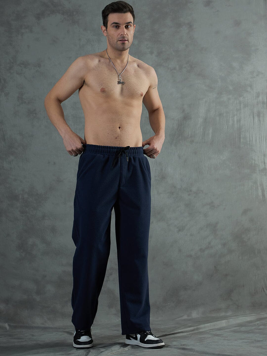 Navy Polar Fleece Relaxed Fit Trackpants Trackpants Fugazee