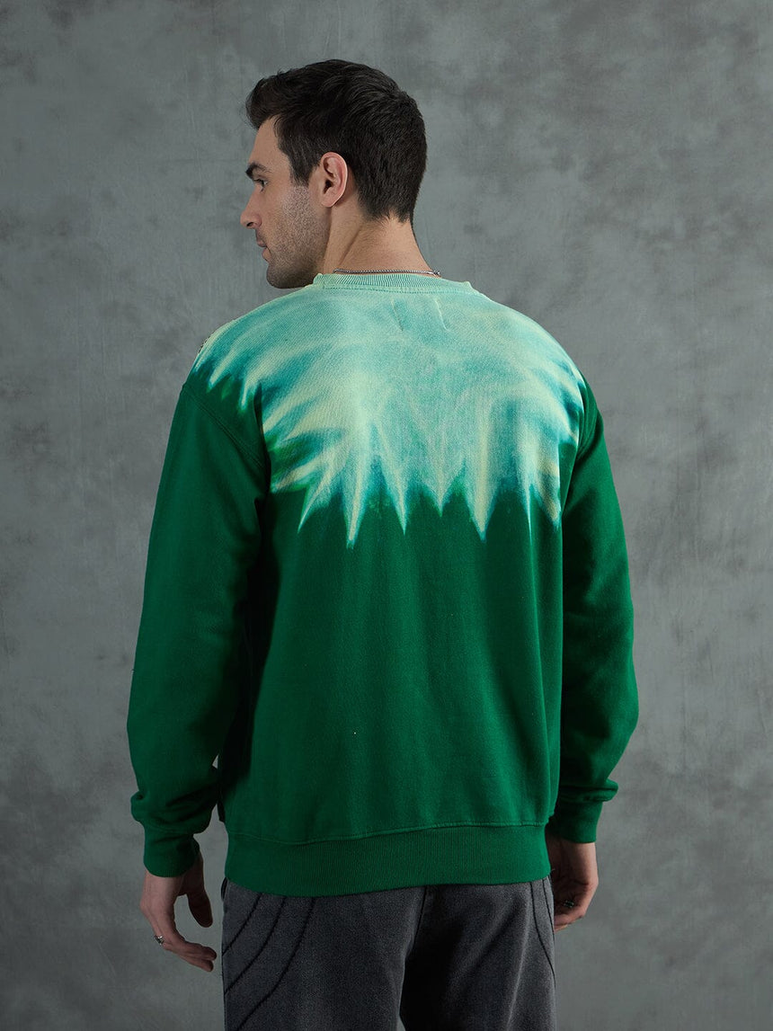 Green Star Embroidery Ombre Sweatshirt Sweatshirts Fugazee