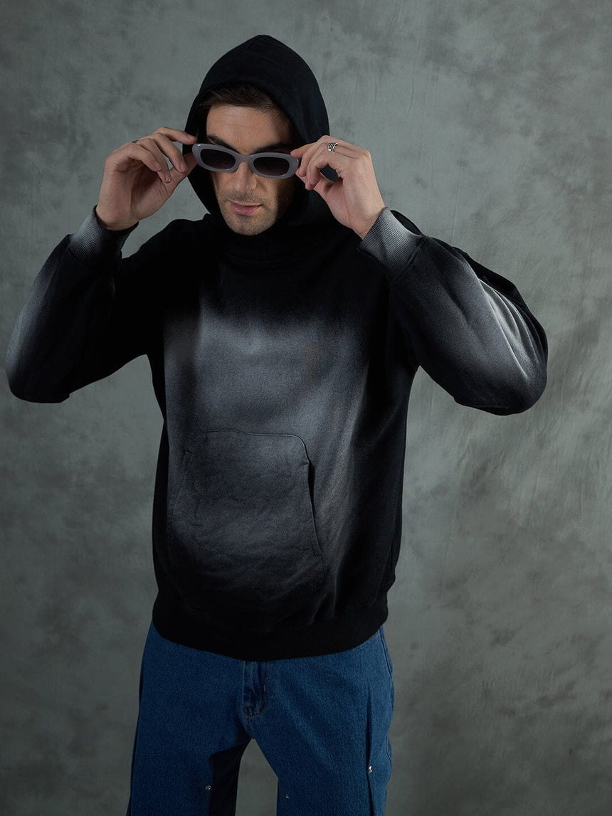 Black Smoke Dyed Oversized Hoodie Sweatshirts Fugazee