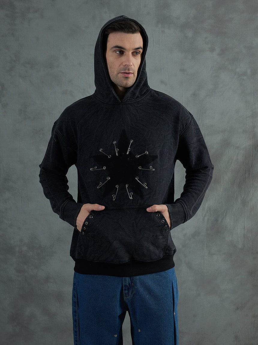 Acid Star Safety Pin Oversized Hoodie Sweatshirts Fugazee