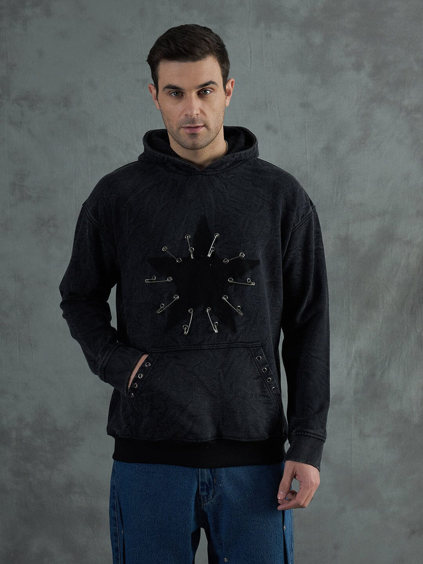 Acid Star Safety Pin Oversized Hoodie Sweatshirts Fugazee