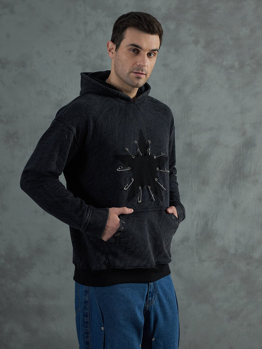 Acid Star Safety Pin Oversized Hoodie Sweatshirts Fugazee