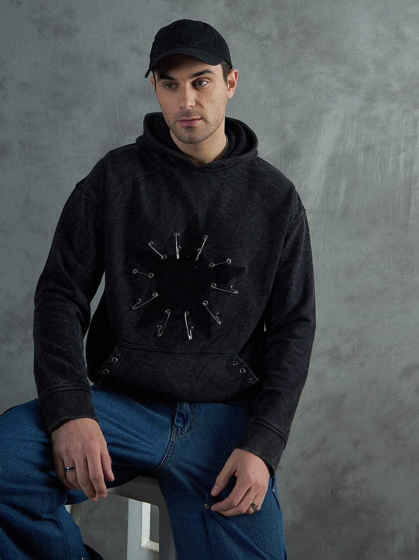 Acid Star Safety Pin Oversized Hoodie Sweatshirts Fugazee